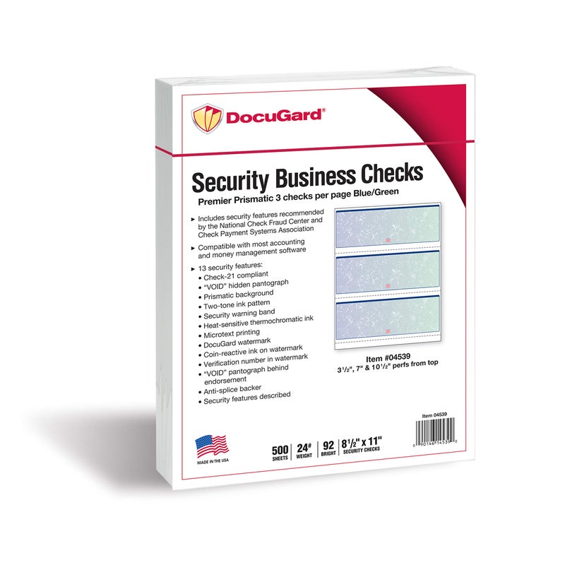 DocuGard Premier Prismatic Check, 13 Features, 8.5 X 11, Blue/Green Prismatic, 500/ream - Image 2